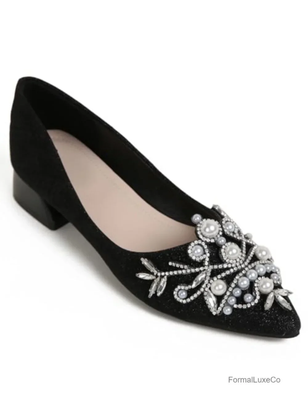 Women's Rhinestone Fashion Pointed Toe Low Heel Dress Wedding Work Business